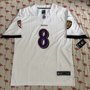Nike White Jersey #8 Jackson Ravens